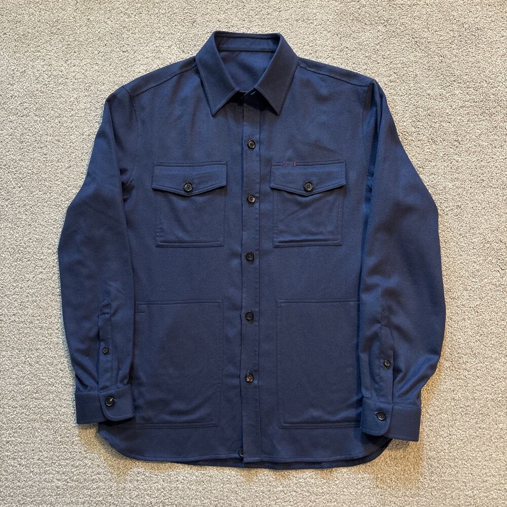 ISAIA Napoli Men's Blue 100% Cashmere Size Large Italy Overshirt $3650 MSRP